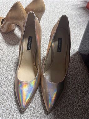 Nine West Iridescent Pointed Toe Pumps - Metallic Rose